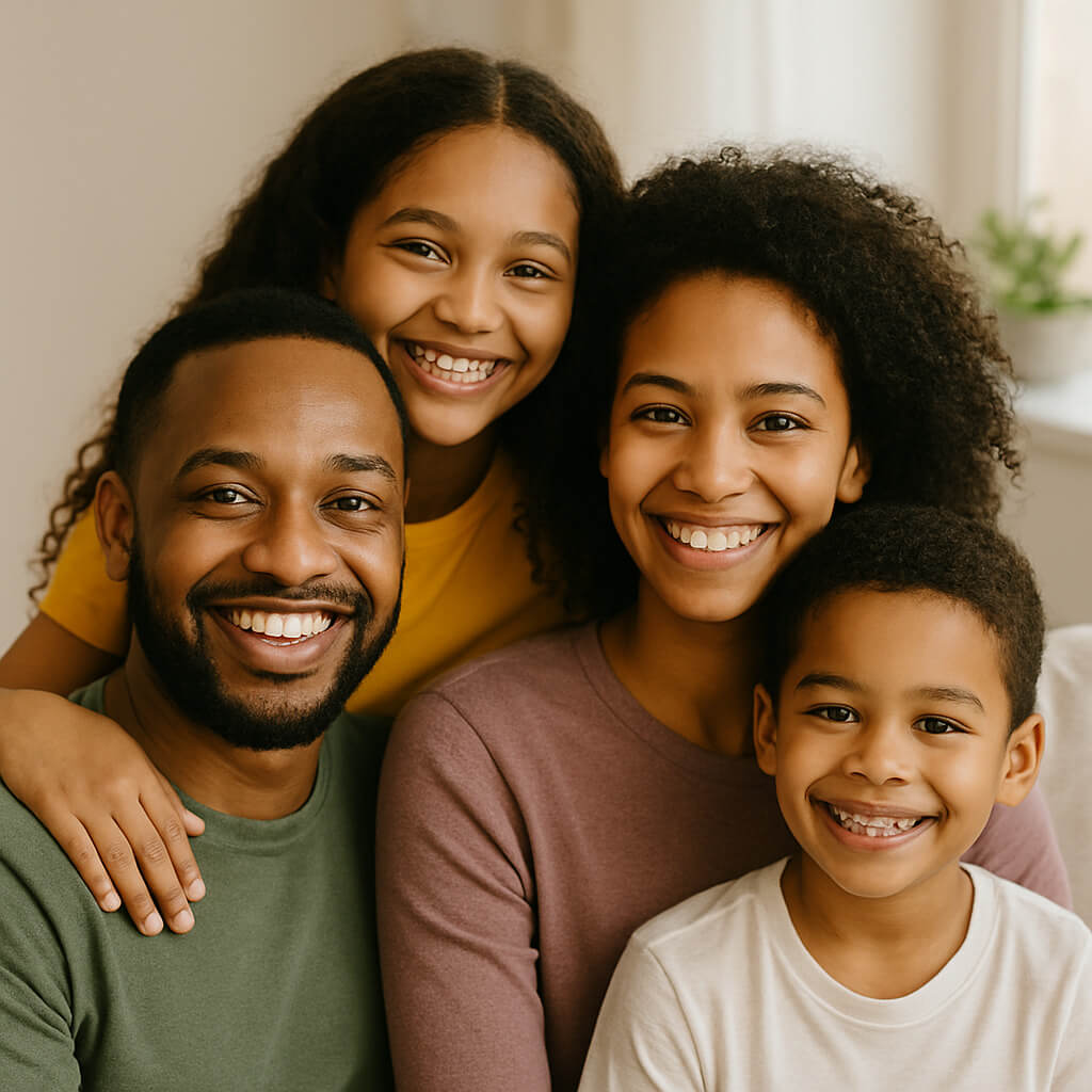 Família feliz representando o método OOBA